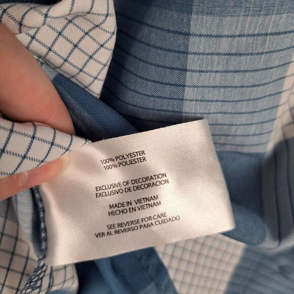 Orvis Shirt Men XL Blue Plaid Button Down Short Sleeve Fishing Hiking Tech - Picture 10 of 11